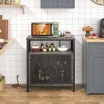 Unikito Black Oak Wine Bar Cabinet with Lights