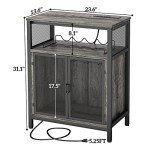 Unikito Black Oak Wine Bar Cabinet with Lights