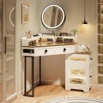 Modern Corner Vanity Set with Mirror and Lights