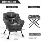 Modern Lazy Chair with Ottoman and Storage Pocket