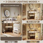 Modern Corner Vanity Set with Mirror and Lights