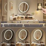 Modern Corner Vanity Set with Mirror and Lights