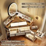 Modern Corner Vanity Set with Mirror and Lights