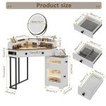 Modern Corner Vanity Set with Mirror and Lights