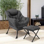 Modern Lazy Chair with Ottoman and Storage Pocket