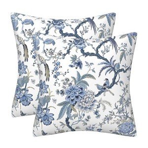 Set of 2 Blue Birds Velvet Cushion Covers