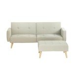 Beige 3-Seater Sofa Bed with Ottoman