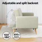 Beige 3-Seater Sofa Bed with Ottoman