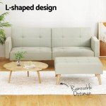 Beige 3-Seater Sofa Bed with Ottoman