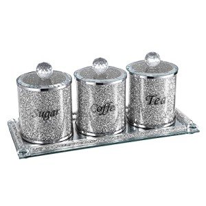 JUXYES 4-Piece Crushed Diamond Canister Set