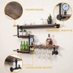 Industrial Pipe Wine Rack with Stem Glass Holder