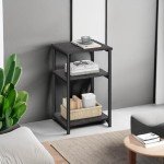 VASAGLE Small End Table in Misty Gray & Black