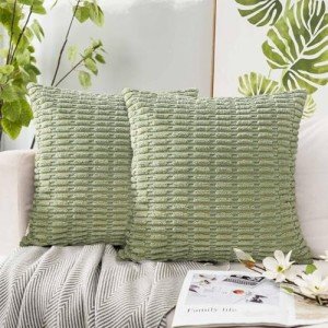 Sage Green Corduroy Cushion Covers - Set of 2