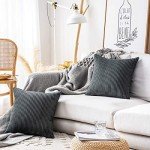 Fluffy Dark Grey Velvet Throw Pillow Covers - 2 Pack