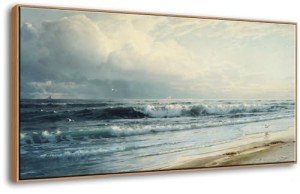 Vintage Coastal Beach Wall Art - Framed Canvas