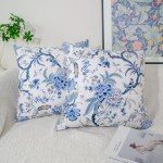 Set of 2 Blue Birds Velvet Cushion Covers