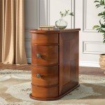 Solid Wood End Table with 2 Drawers - Walnut