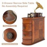 Solid Wood End Table with 2 Drawers - Walnut