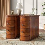 Solid Wood End Table with 2 Drawers - Walnut