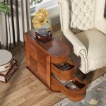 Solid Wood End Table with 2 Drawers - Walnut