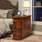 Solid Wood End Table with 2 Drawers - Walnut