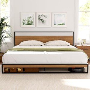Artiss King Metal Bed Frame with Headboard - Black