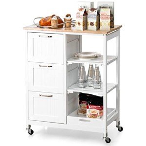 Rolling Kitchen Island Cart with Storage and Wheels