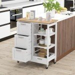 Rolling Kitchen Island Cart with Storage and Wheels