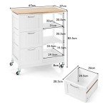 Rolling Kitchen Island Cart with Storage and Wheels