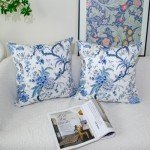 Set of 2 Blue Birds Velvet Cushion Covers