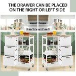 Rolling Kitchen Island Cart with Storage and Wheels