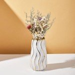 White Vertical Stripe Ceramic Flower Vase
