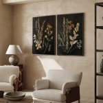 Vintage Floral Botanical Canvas Art Set of 2