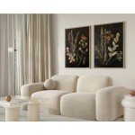 Vintage Floral Botanical Canvas Art Set of 2