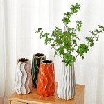 White Vertical Stripe Ceramic Flower Vase