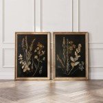 Vintage Floral Botanical Canvas Art Set of 2
