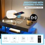 Modern Black Bedside Table with LED and Charging
