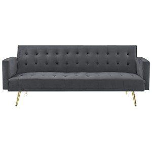 Grey Velvet 3-Seater Sofa Bed & Recliner