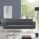 Grey Velvet 3-Seater Sofa Bed & Recliner
