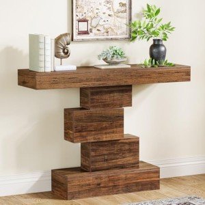 Farmhouse Console Table with Geometric Base