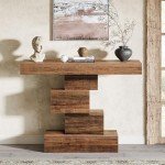 Farmhouse Console Table with Geometric Base