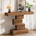 Farmhouse Console Table with Geometric Base