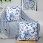Set of 2 Blue Birds Velvet Cushion Covers