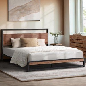 Oikiture Double Bed Frame with Metal Base