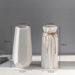Set of 2 White Ceramic Flower Vases