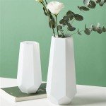 Set of 2 White Ceramic Flower Vases