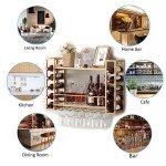 Gold Wall Mounted Wine Rack with Glass Holder