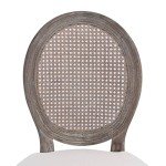Set of 4 Linen and Rattan Dining Chairs