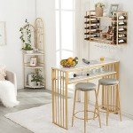 Gold Wall Mounted Wine Rack with Glass Holder