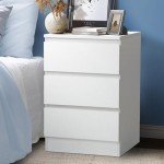 White Bedside Table with 3 Drawers